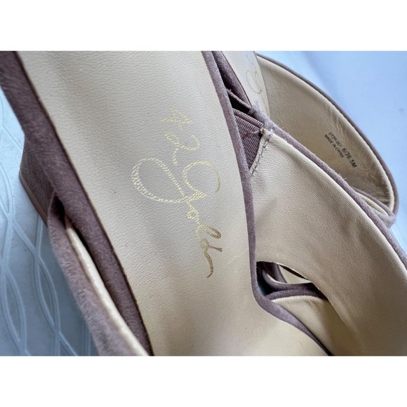 42 Gold Saldana Kid Suede Sandal Womens 6 Open Toe Criss Cross Strap Tan - Picture 5 of 9